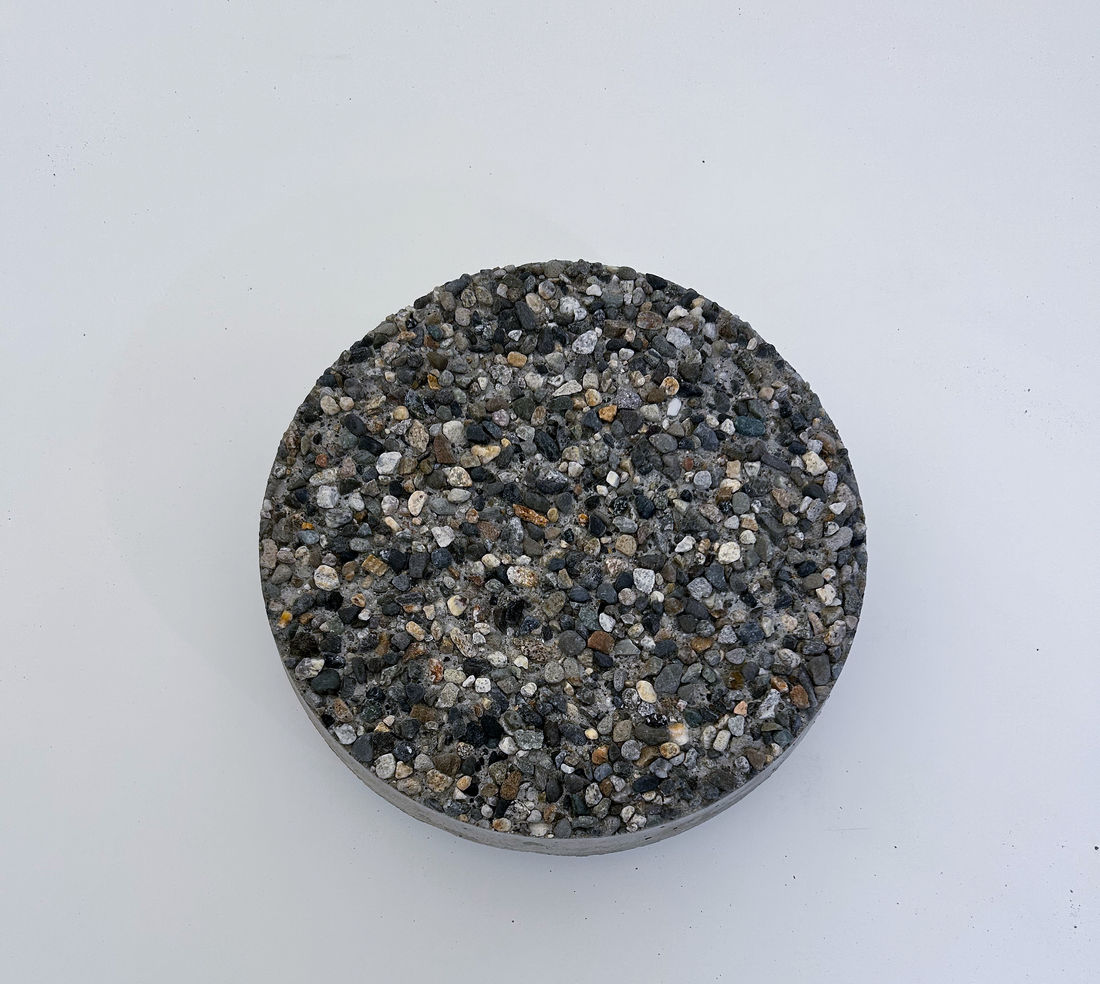 Exposed aggregate precast concrete patio circle by Rocky Mountain Concrete